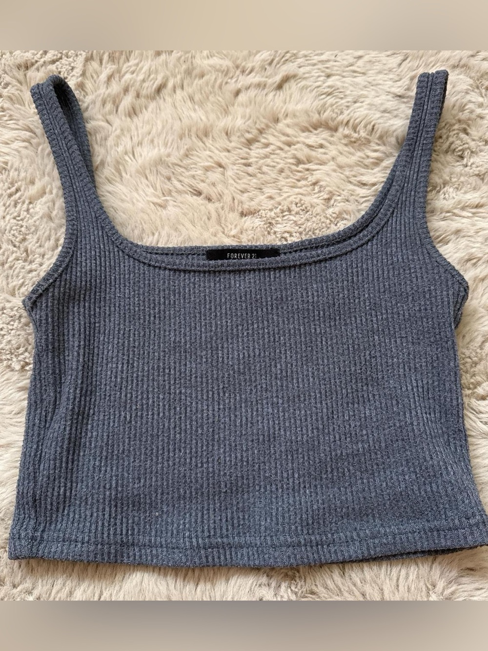 Forever 21 blue/grey Ribbed Cropped Tank Top